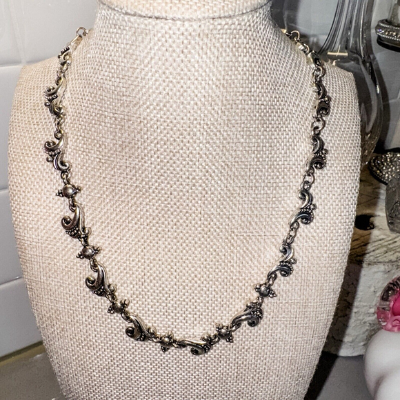 Brighton Jewelry - Vintage Brighton Necklace Silver Tone Flower 16"-18"